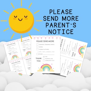 Supplies Needed Parents Notice for Special Education Programs, Daycares, and Childcare Centers | Please Send More Supplies Notes to Parents
