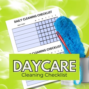 Daycare Daily Cleaning Checklist | Daily Cleaning Planner | Cleaning Printable Planner for Daycares, Childcare or Preschools