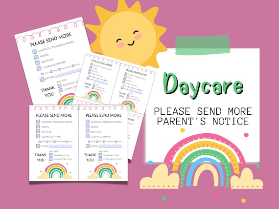 Daycare Supplies Needed Parents Notice Daycare Notes to Parents Childcare  Notices 