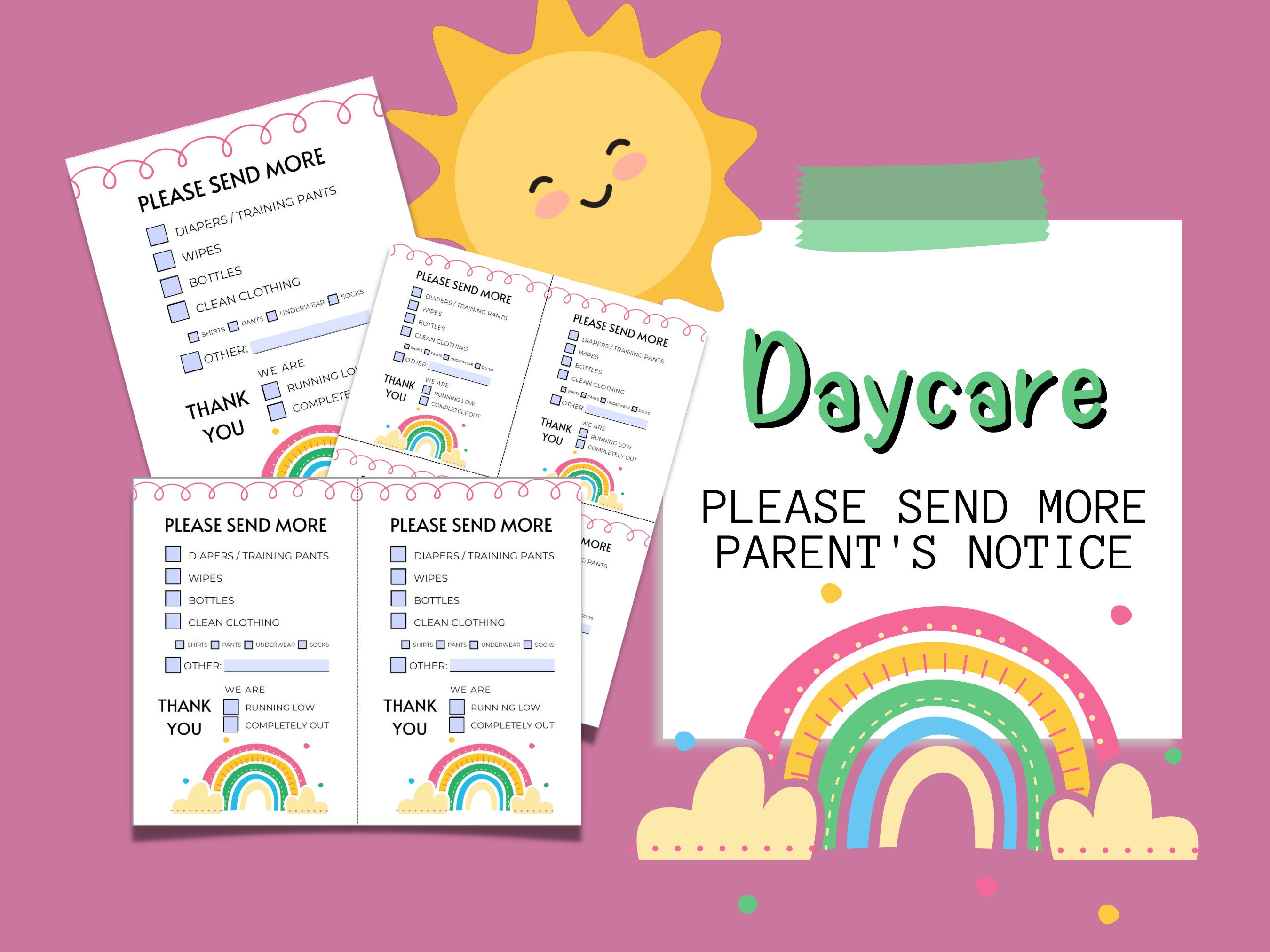 Daycare Supplies Checklist for Parents | Childcare Supplies Checklist  Handouts