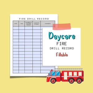 Daycare Fire Drill Log | Fire Drill Report For In Home Daycares | Childcare Fire Drill Tracker | Daycare Forms | Fillable PDF | 8.5&quot;x11&quot;