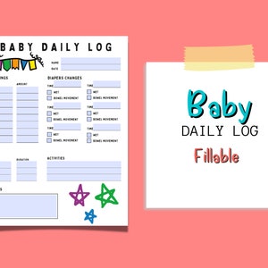 Registro giornaliero del bambino per asili nido / Rapporto giornaliero infantile / Registro della cura del bambino