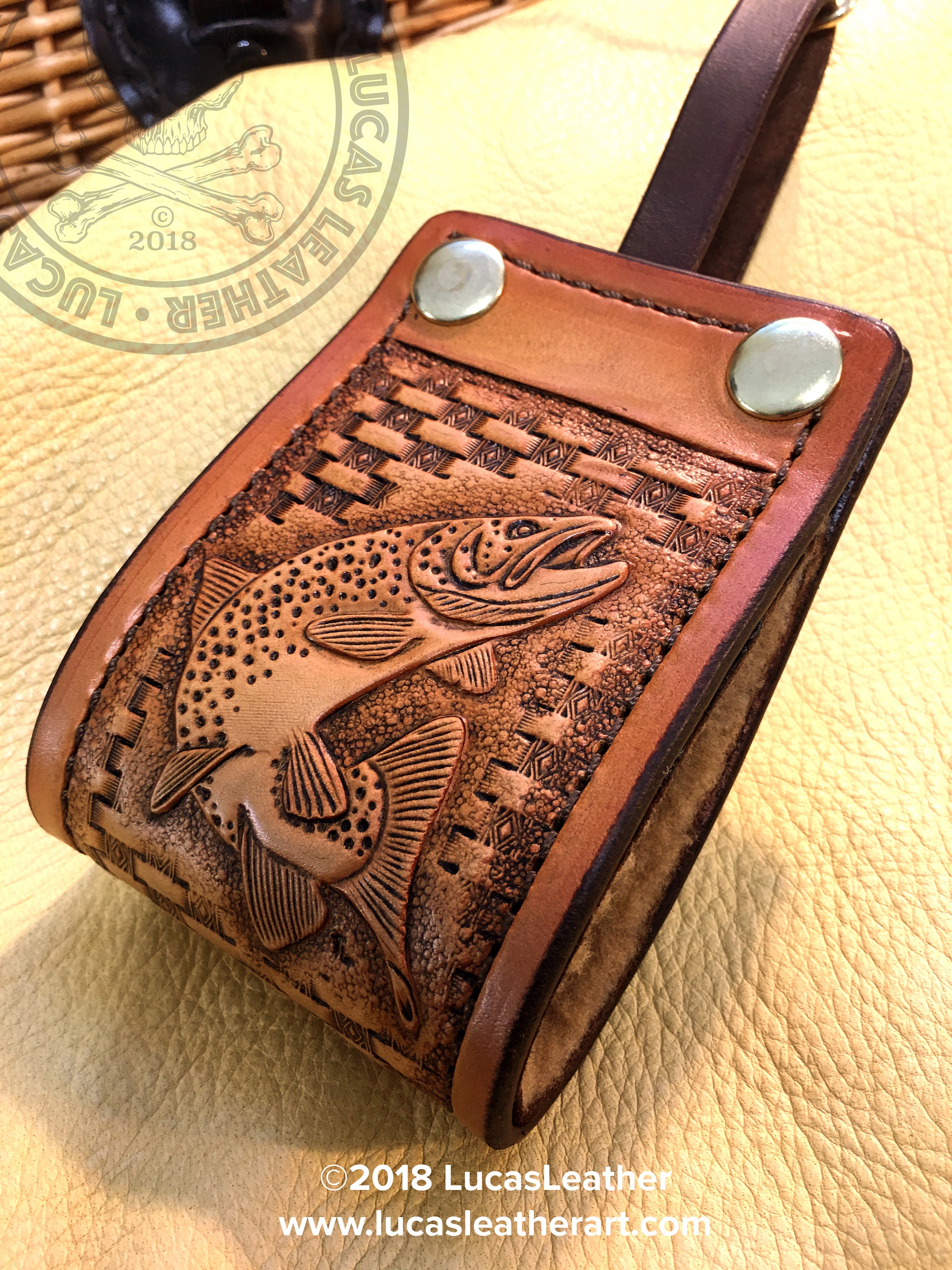 flyPad Hand Carved Leather Compact Fly Fishing Trout Fly Wallet