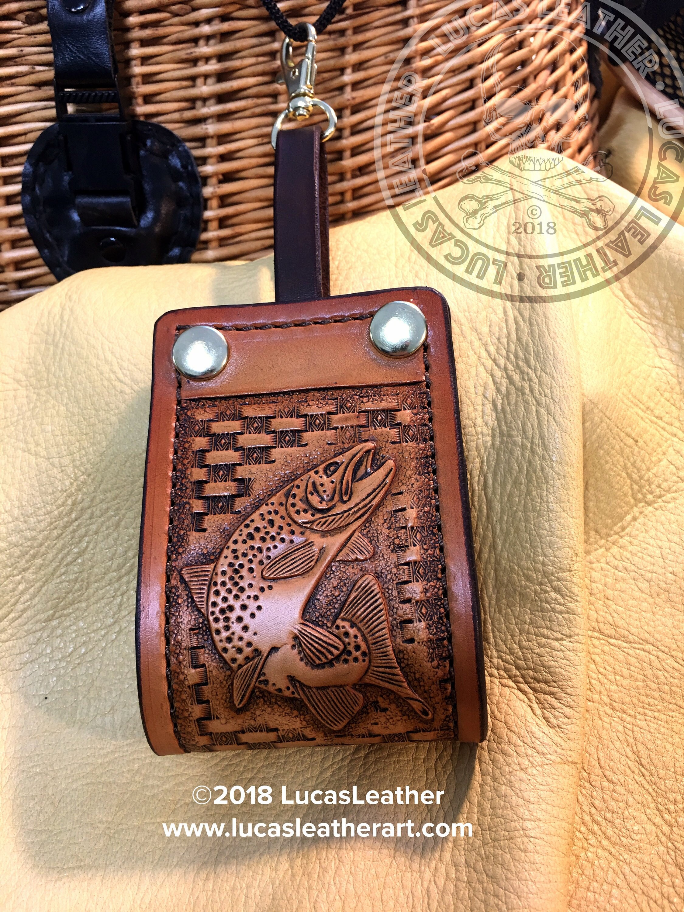 flyPad Hand Carved Leather Compact Fly Fishing Trout Fly Wallet