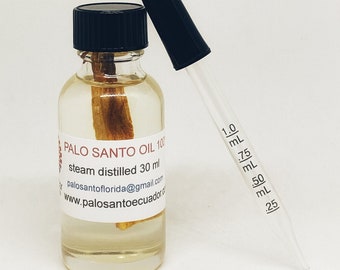 Palo Santo Etherische OLIE 100% natuurlijke stoom gedestilleerd 30 ml fles met druppelaar AAN ZIJDE