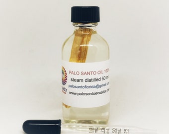 Palo Santo Etherische OLIE 100% Natuurlijk Stoom Gedestilleerd 60 ml Fles met druppelaar aan de ZIJKANT