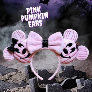 Pink Mickey and Minnie Pumpkin Ears/Pretty in Pink Ears /Halloween Ears/Jack-o-Lantern Mickey Ears