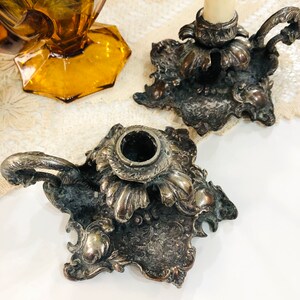 Vintage  cast bronze/nickel candle holders. Candles, Vintage candles holders