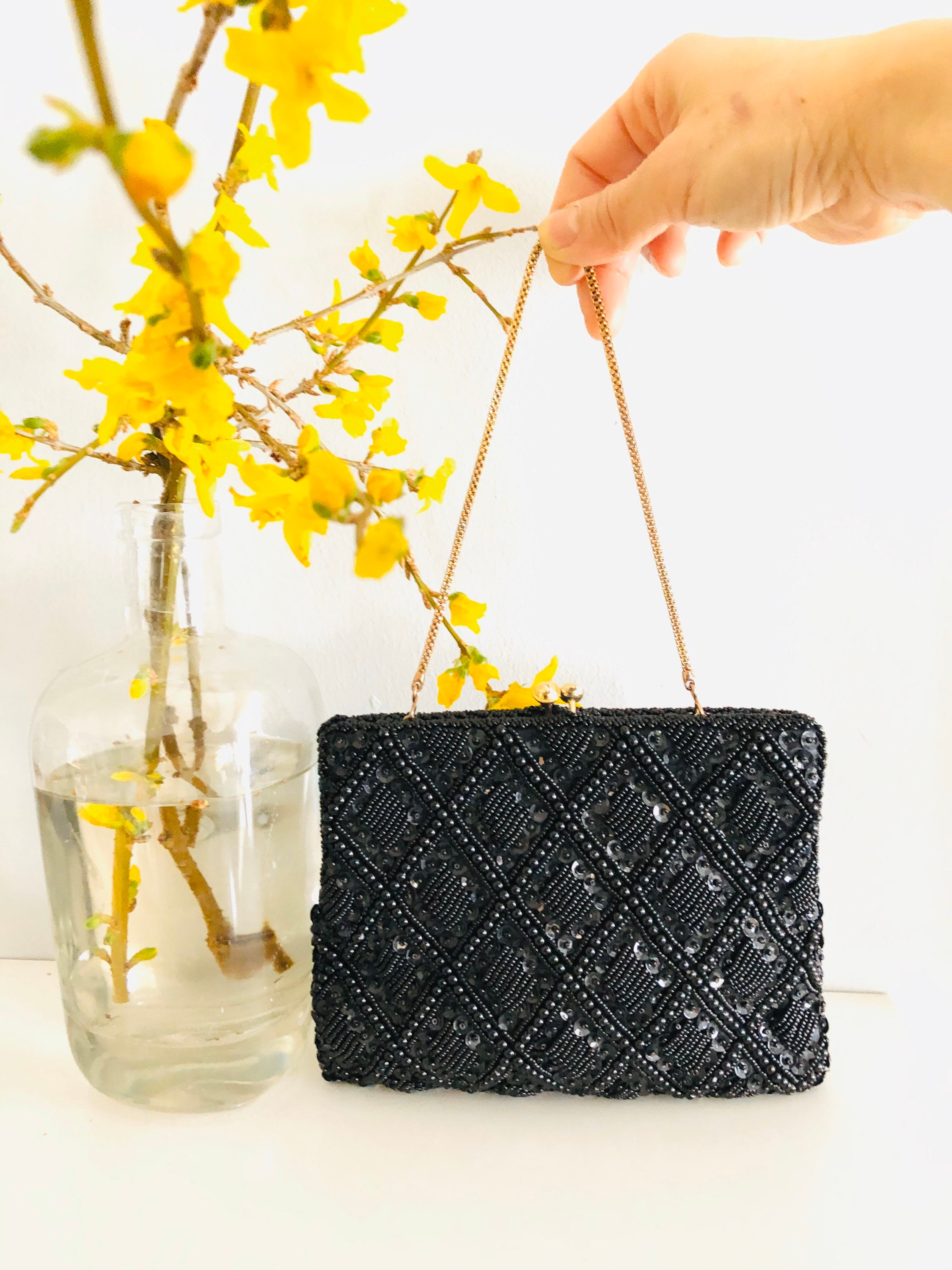 black beaded evening bag