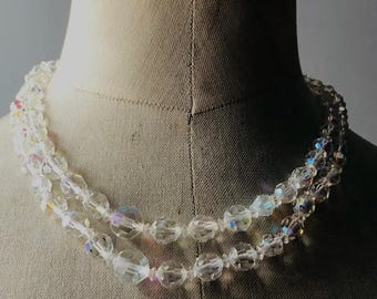 クリスタルビーズネックレス ヴィンテージ オーロラ クリスタルビーズネックレス - 19インチ - Etsy