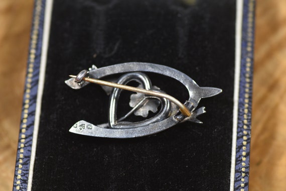 Antique Sweetheart Brooch Wishbone & Two Birds Ae… - image 3