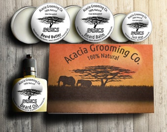 Beard Oil, Balm, Butter Gift Box & Tash Wax