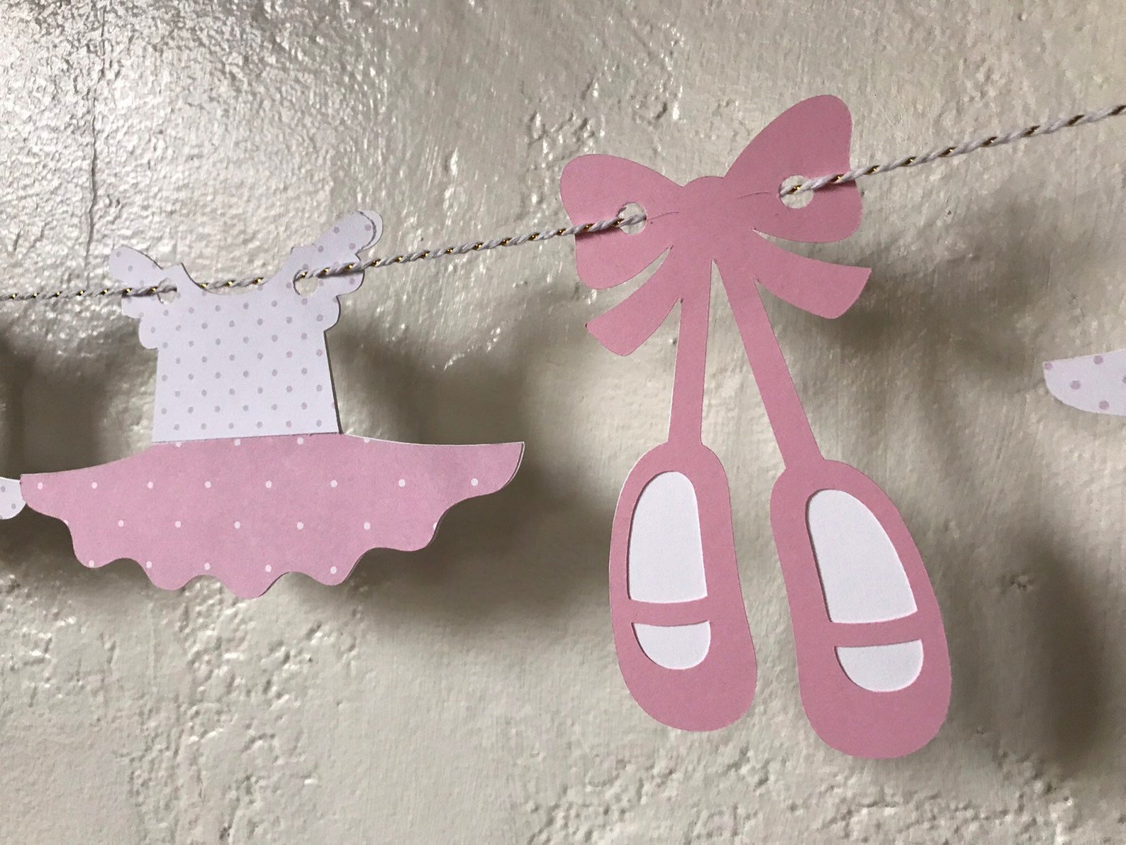 ballerina birthday banner, ballet slippers, tutu, ballerina pink and gold banner, ballet shoes, ballerina leotard, two two birth