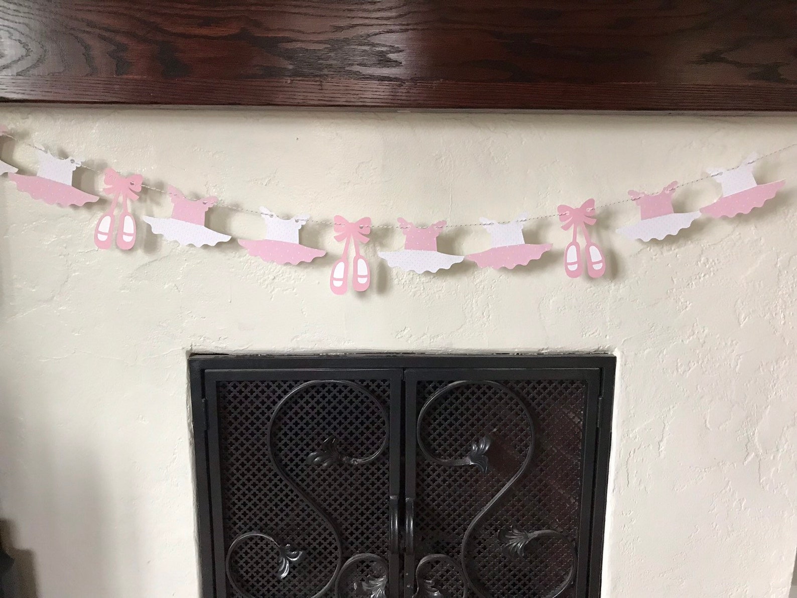 ballerina birthday banner, ballet slippers, tutu, ballerina pink and gold banner, ballet shoes, ballerina leotard, two two birth