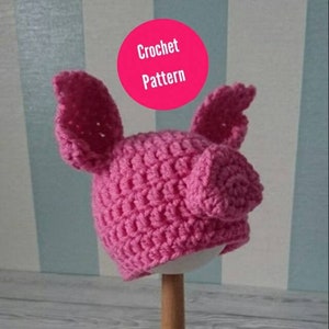 CROCHET PATTERN for the Little Piggy Hat Size Newborn, Pdf, Baby, head wear, Pig, Farm Animal, pink, first size, the crochet blog image 1