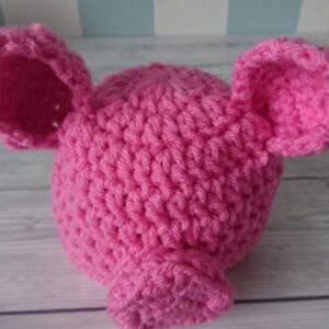 CROCHET PATTERN for the Little Piggy Hat Size Newborn, Pdf, Baby, head wear, Pig, Farm Animal, pink, first size, the crochet blog image 3