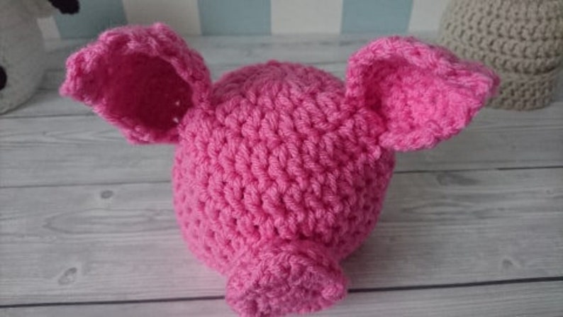 CROCHET PATTERN for the Little Piggy Hat Size Newborn, Pdf, Baby, head wear, Pig, Farm Animal, pink, first size, the crochet blog image 3