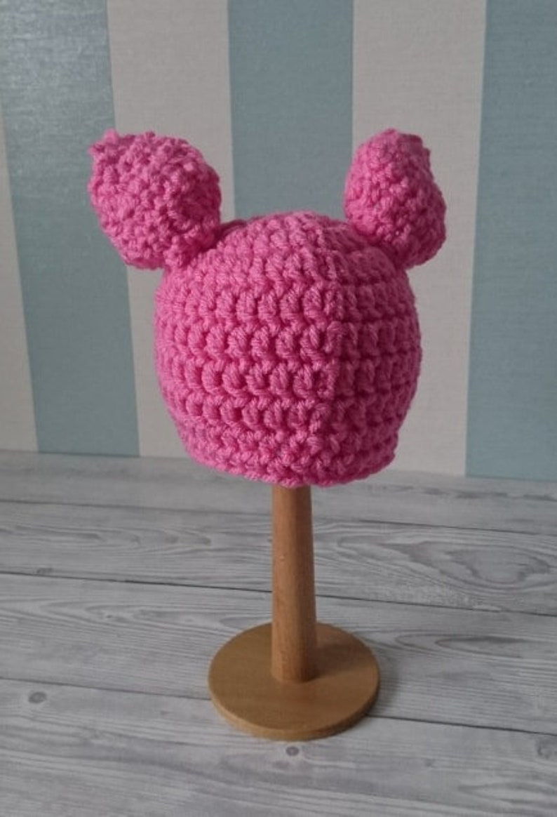 CROCHET PATTERN for the Little Piggy Hat Size Newborn, Pdf, Baby, head wear, Pig, Farm Animal, pink, first size, the crochet blog image 5