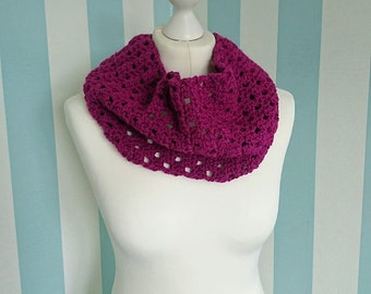 CROCHET PATTERN for the Basic Peekaboo Cowl - easy, american standard, purple, PDF download, neck warmer, autumn fashion, fall, winter