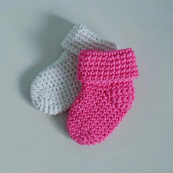 CROCHET PATTERN for Cuffed Newborn socks, Baby shower, New baby, Gift, Cotton, PDF Pattern, Simple, Cute, Knitted, Handmade, Booties, Feet
