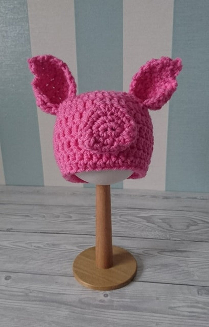CROCHET PATTERN for the Little Piggy Hat Size Newborn, Pdf, Baby, head wear, Pig, Farm Animal, pink, first size, the crochet blog image 2