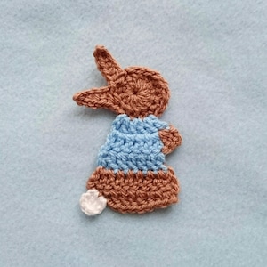 CROCHET PATTERN for the Pixie Rabbit Applique - crochet - applique - sewing - design - flat - cotton - tail - blue - jacket