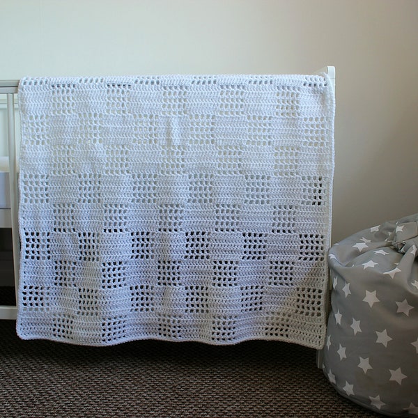 CROCHET PATTERN for the Cubed Baby Blanket - PDF download - baby blanket - pram blanket - cot - comforter - baby shower - newborn