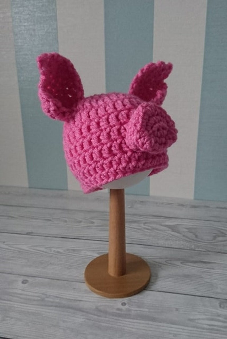 CROCHET PATTERN for the Little Piggy Hat Size Newborn, Pdf, Baby, head wear, Pig, Farm Animal, pink, first size, the crochet blog image 6