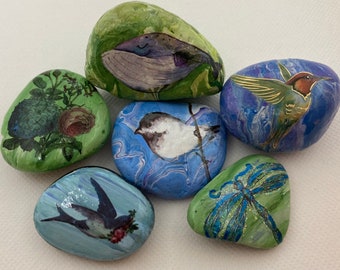 Bird and Animal Medium Painted Rocks