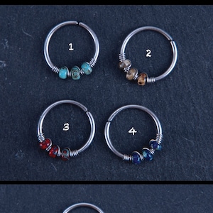 20G 22G Thin Picasso Dainty Boho Nose Hoop Ring or Cartilage Earring Stainless Steel Silver or Titanium Piercing Ring Tragus Helix Hoop