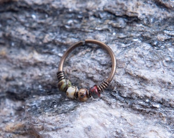 Titanium Earth Tones Nose Ring: Hypoallergenic Tragus Hoop