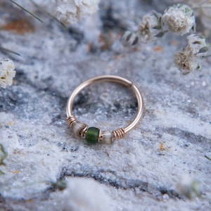 Olive Gold Nose Hoop, Dainty Cartilage Earring, Snug Nose Ring, 14kt Gold Filled Helix Hoop 20G 22G