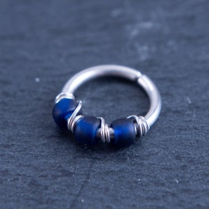 16G 18G 20G Frosted Cobalt Nose Ring, Cartilage Earring, Daith, Rook, Helix, 316L Stainless Steel, Silver, Gold Filled, Rose Gold