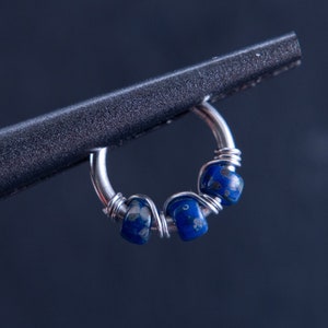 16G 18G 20G Cobalt Picasso Nose Ring, Cartilage Earring, Daith, Rook, Helix, 316L Stainless Steel, Silver, Gold Filled, Rose Gold
