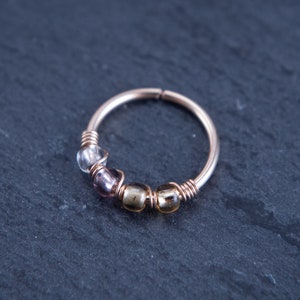 20G 22G Pink Champagne Nose Hoop Ring or Cartilage Earring, 14kt Gold Filled Helix Hoop