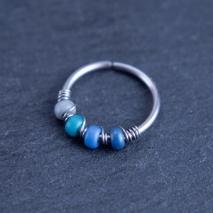 20G 22G Beautiful Blues Nose Ring, Cartilage Earring, Helix, Tragus, Rook, Silver, Gold, Titanium, Stainless Steel, Rose Gold