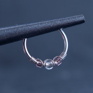 20G 22G Crystal Pink Nose Hoop Ring or Cartilage Earring