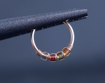 Autumn Shimmer Snug Nose Hoop Ring or Cartilage Earring, 14kt Gold Filled Helix Hoop