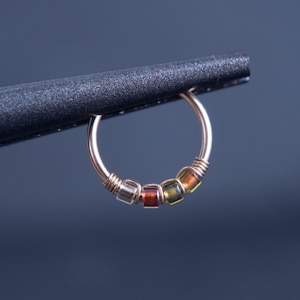 Autumn Shimmer Snug Nose Hoop Ring or Cartilage Earring, 14kt Gold Filled Helix Hoop