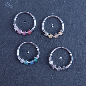 20G 22G Ombre Beaded Silver Stainless Steel Nose Ring Cartilage Earring Helix Dainty Piercing Jewellery