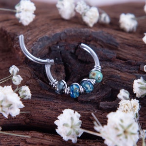 Clicker Hinged Hoop, Ocean Waves 16G 18G Picasso Nose Hoop Ring Cartilage Earring, 316L Stainless Steel, G23 Titanium 10mm Inside Diameter