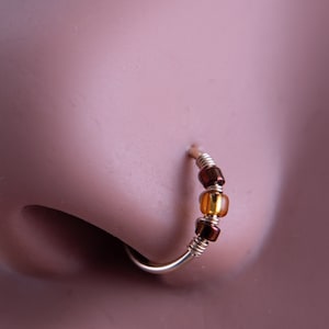 Topaz 14kt Gold Filled Thin Nose Hoop Ring or Cartilage Earring 20G 22G
