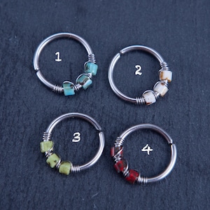18G 20G Picasso Boho Beaded Dainty Nose Hoop or Cartilage Earring