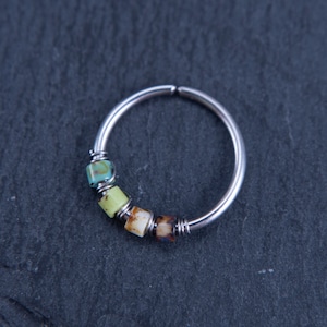 18G 20G Earth to Sky Picasso Boho Beaded Dainty Nose Hoop Conch or Cartilage Earring
