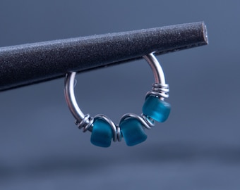 16G 18G 20G Teal Nose Hoop Ring or Cartilage Earring