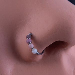 Thin Purple Pink Ombre Nose Ring or Cartilage Hoop Earring 20G 22G