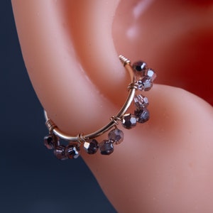Thin 14kt Gold Filled Pink Flower 10mm Conch Septum or Helix Hoop 20G