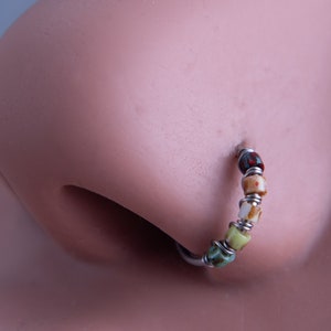 20G 22G Earth to Sky Picasso Colourful Boho Beaded Dainty Nose Hoop or Cartilage Earring