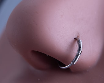 Coil Nose Hoop Ring or Cartilage Earring, Helix Hoop 16G 18G 20G 22G