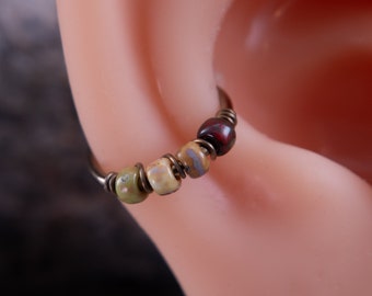 Titanium 16G 18G Chunky Conch Earring, Earth Tones, Hypoallergenic Septum Hoop, Bronze Piercing Hoop Ring